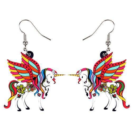 Boucles d'Oreilles Licorne<br> Pendantes Colorées - Une Licorne