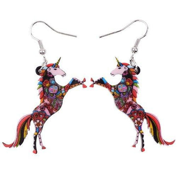 Boucles d'Oreilles Licorne<br> Pendantes - Une Licorne