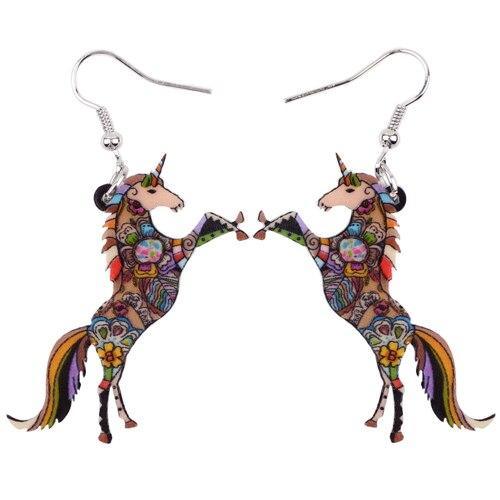 Boucles d'Oreilles Licorne<br> Pendantes - Une Licorne