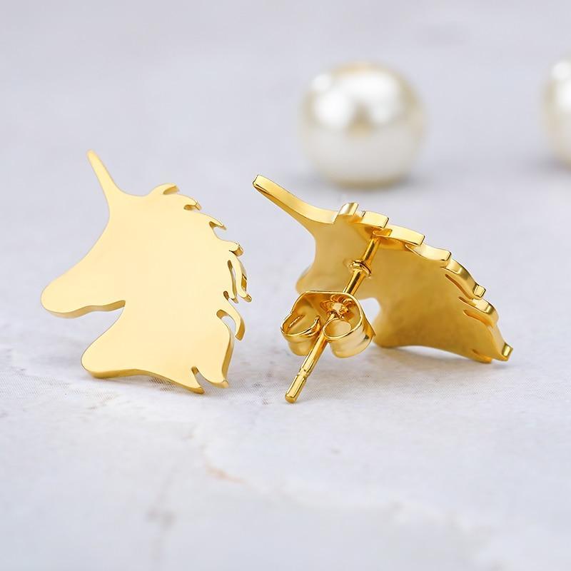 Boucles d'Oreilles Licorne<br> Plaqué Or - Une Licorne