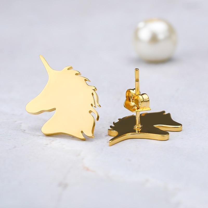 Boucles d'Oreilles Licorne<br> Plaqué Or - Une Licorne