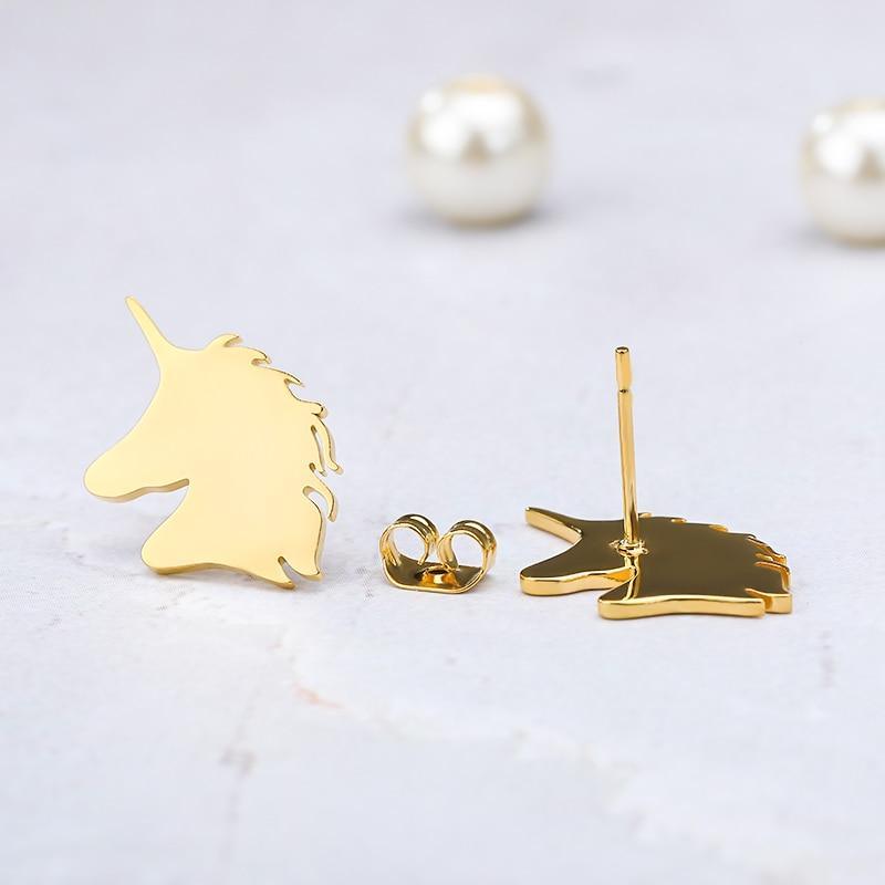Boucles d'Oreilles Licorne<br> Plaqué Or - Une Licorne