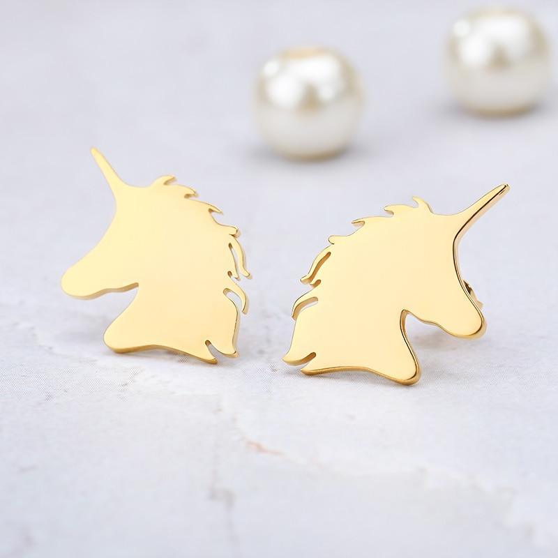 Boucles d'Oreilles Licorne<br> Plaqué Or - Une Licorne