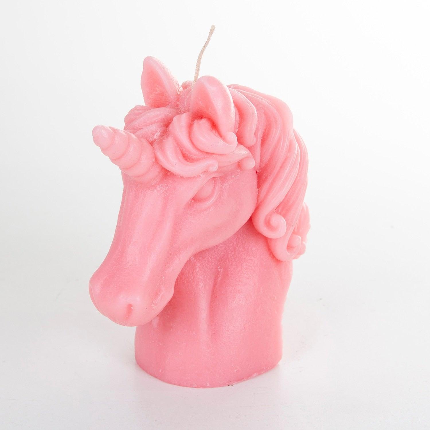 Bougie d'anniversaire en forme de licorne rose