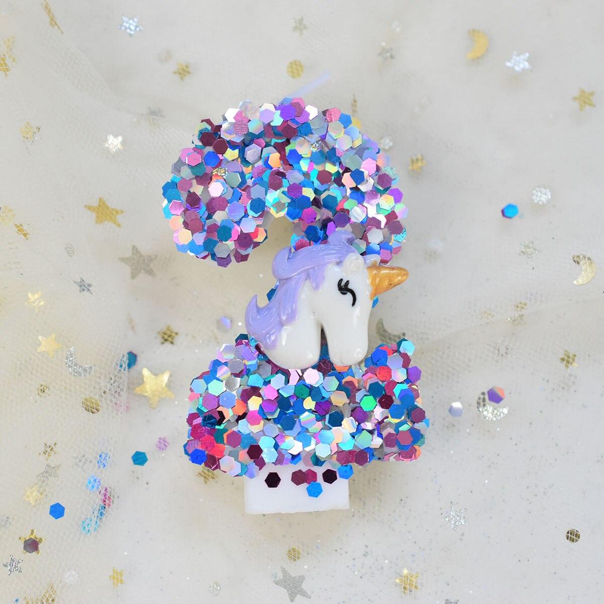 Bougie licorne à paillettes - Licorne