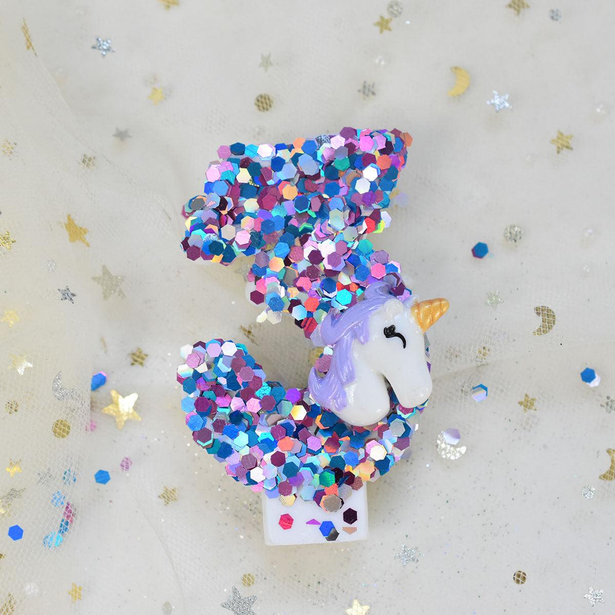 Bougie licorne à paillettes - Licorne
