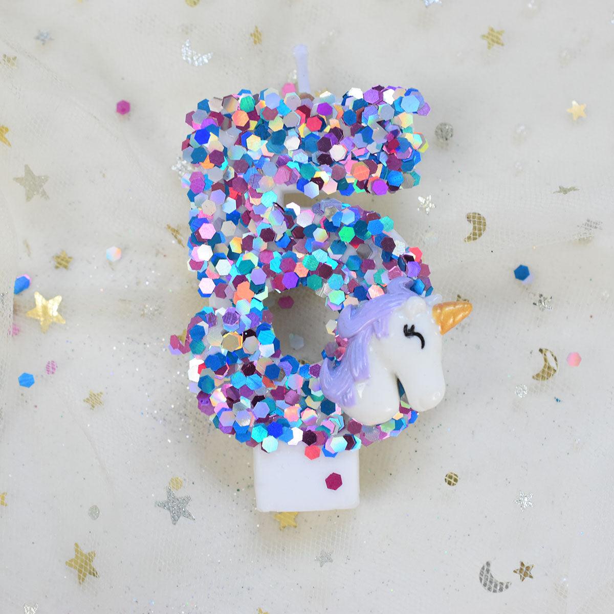 Bougie licorne à paillettes - Licorne