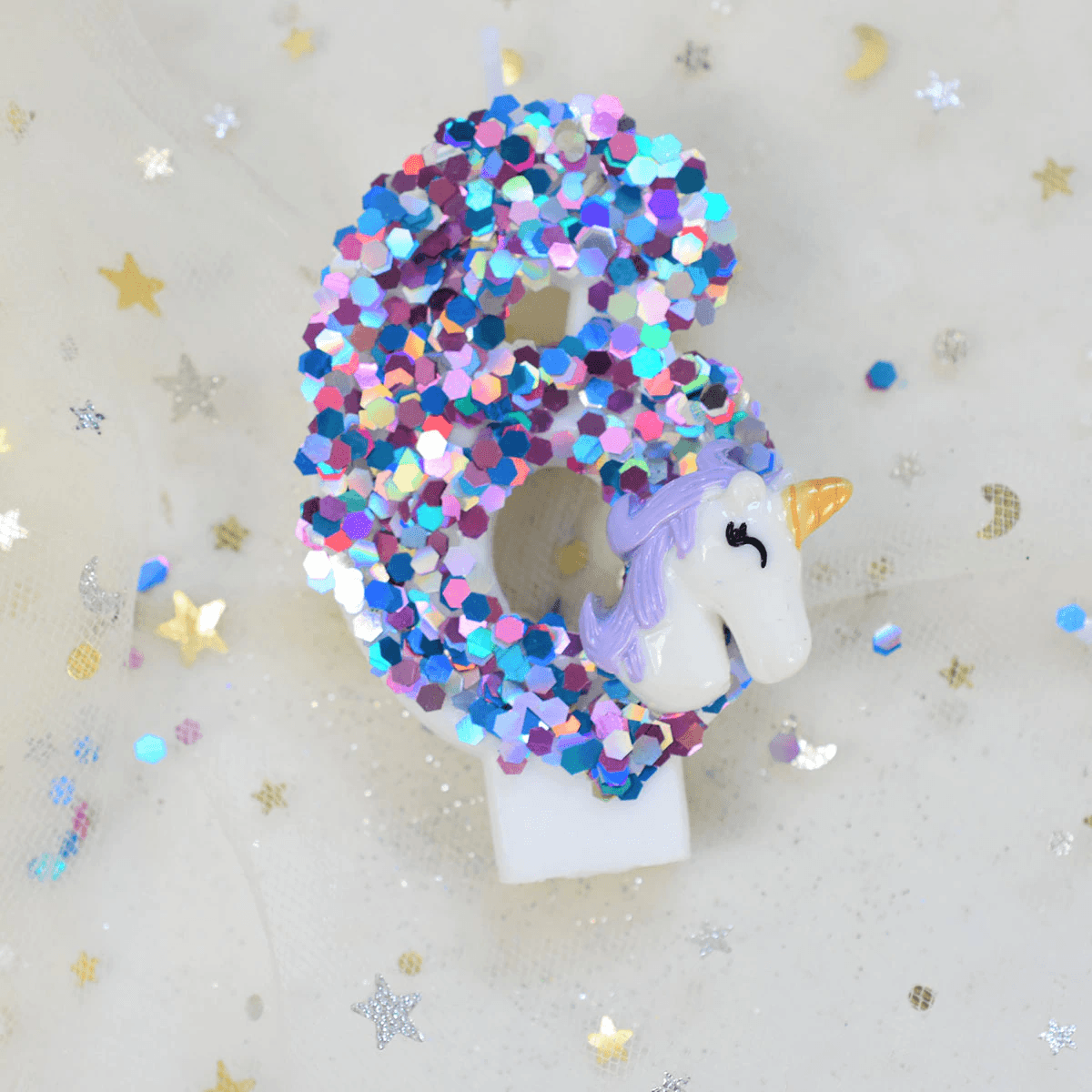 Bougie licorne à paillettes - Licorne