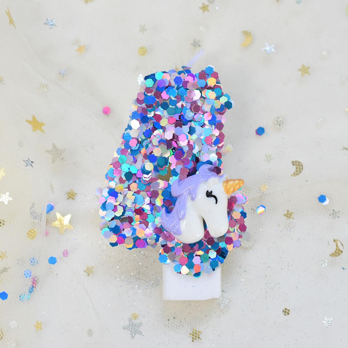 Bougie licorne à paillettes - Licorne