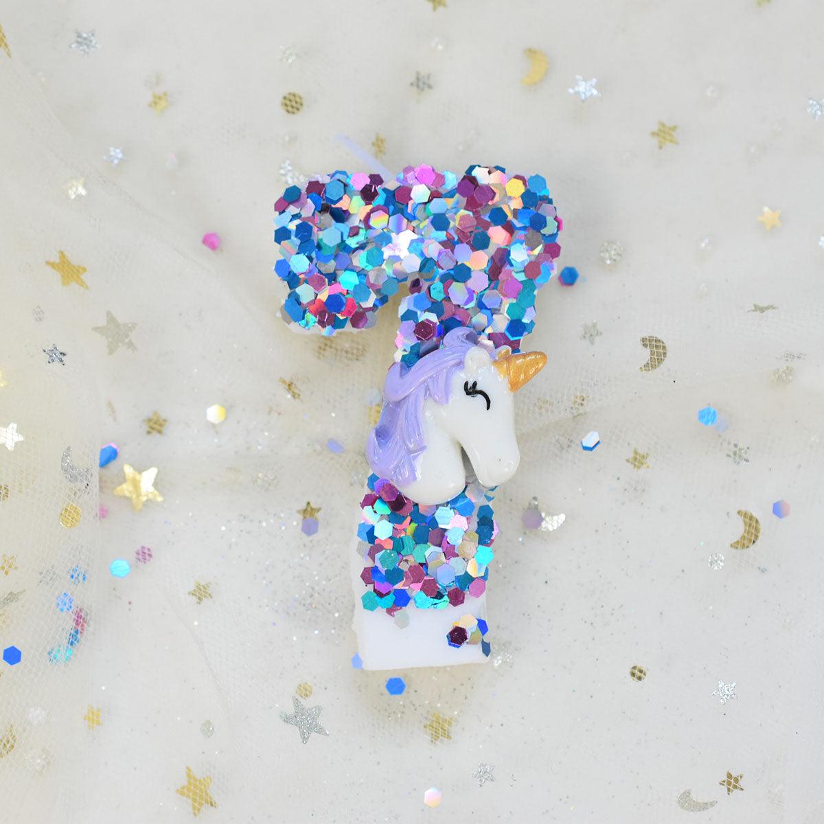 Bougie licorne à paillettes - Licorne