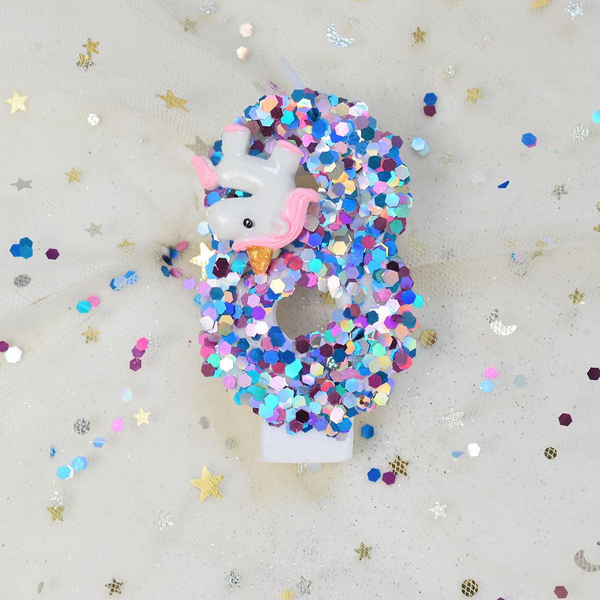 Bougie licorne à paillettes - Licorne