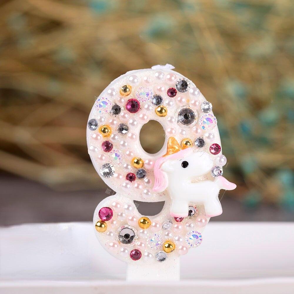 Bougie licorne anniversaire chiffre - Licorne
