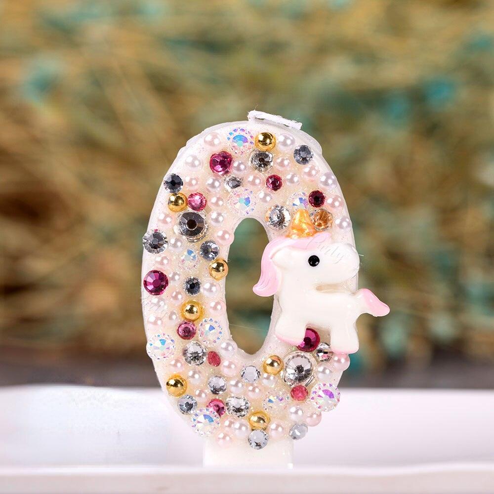Bougie licorne anniversaire chiffre 0