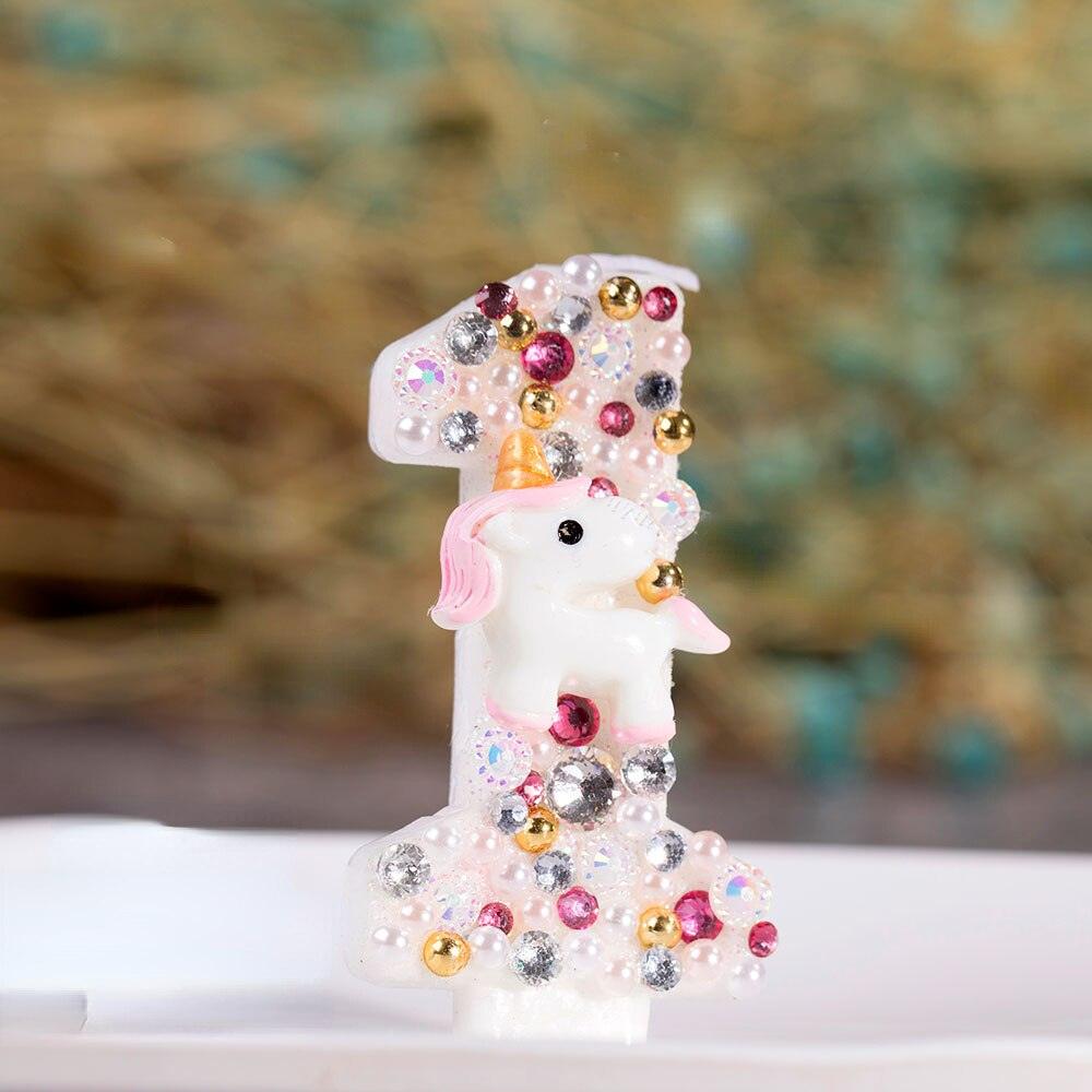 Bougie licorne anniversaire chiffre - Licorne