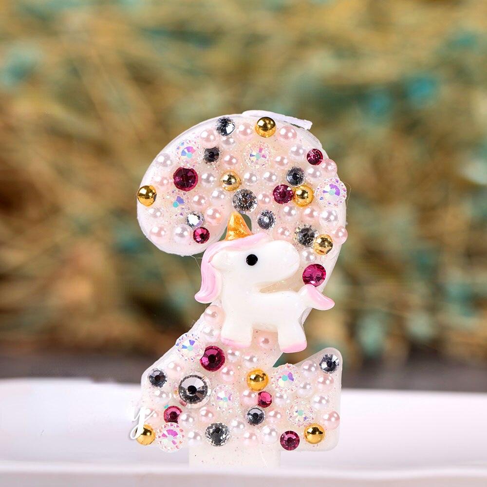 Bougie licorne anniversaire chiffre - Licorne