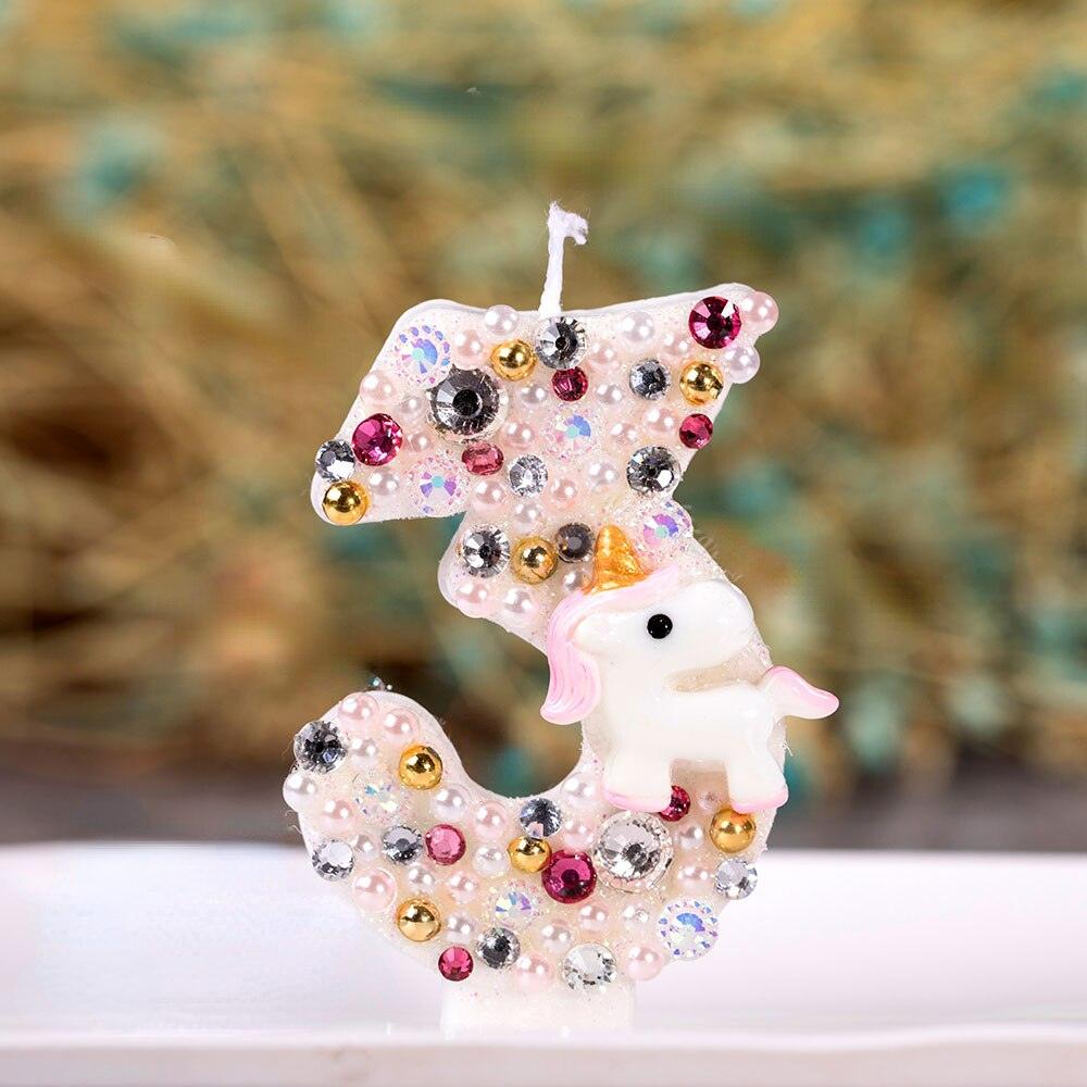 Bougie licorne anniversaire chiffre - Licorne