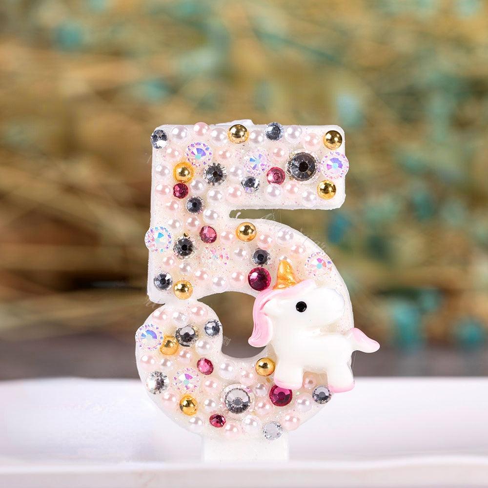 Bougie licorne anniversaire chiffre - Licorne