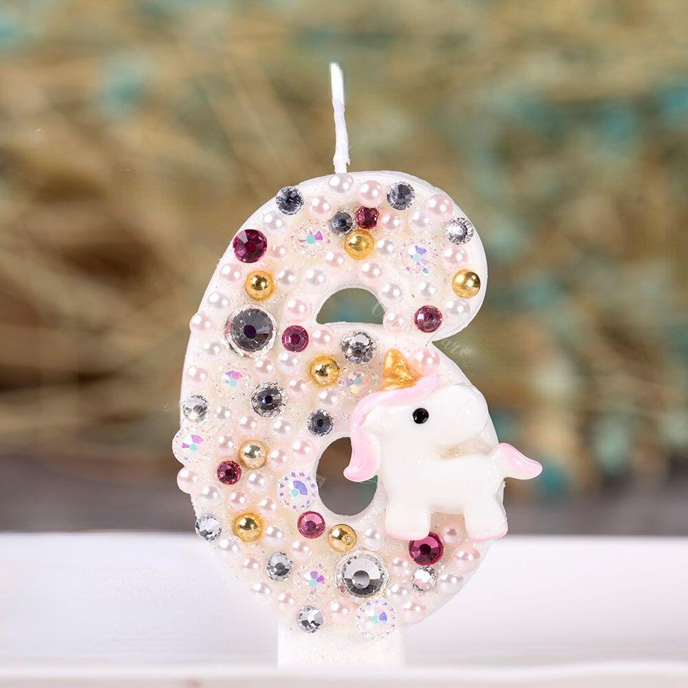 Bougie licorne anniversaire chiffre - Licorne