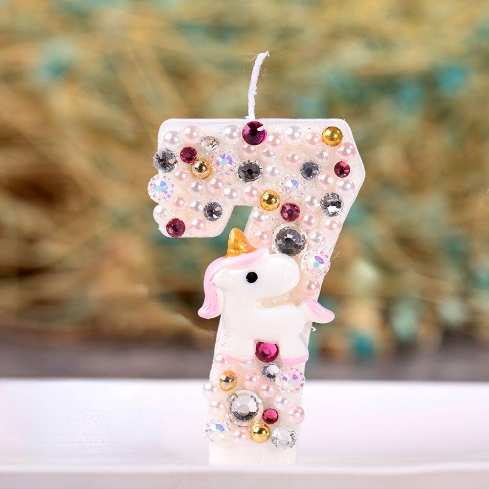 Bougie licorne anniversaire chiffre - Licorne