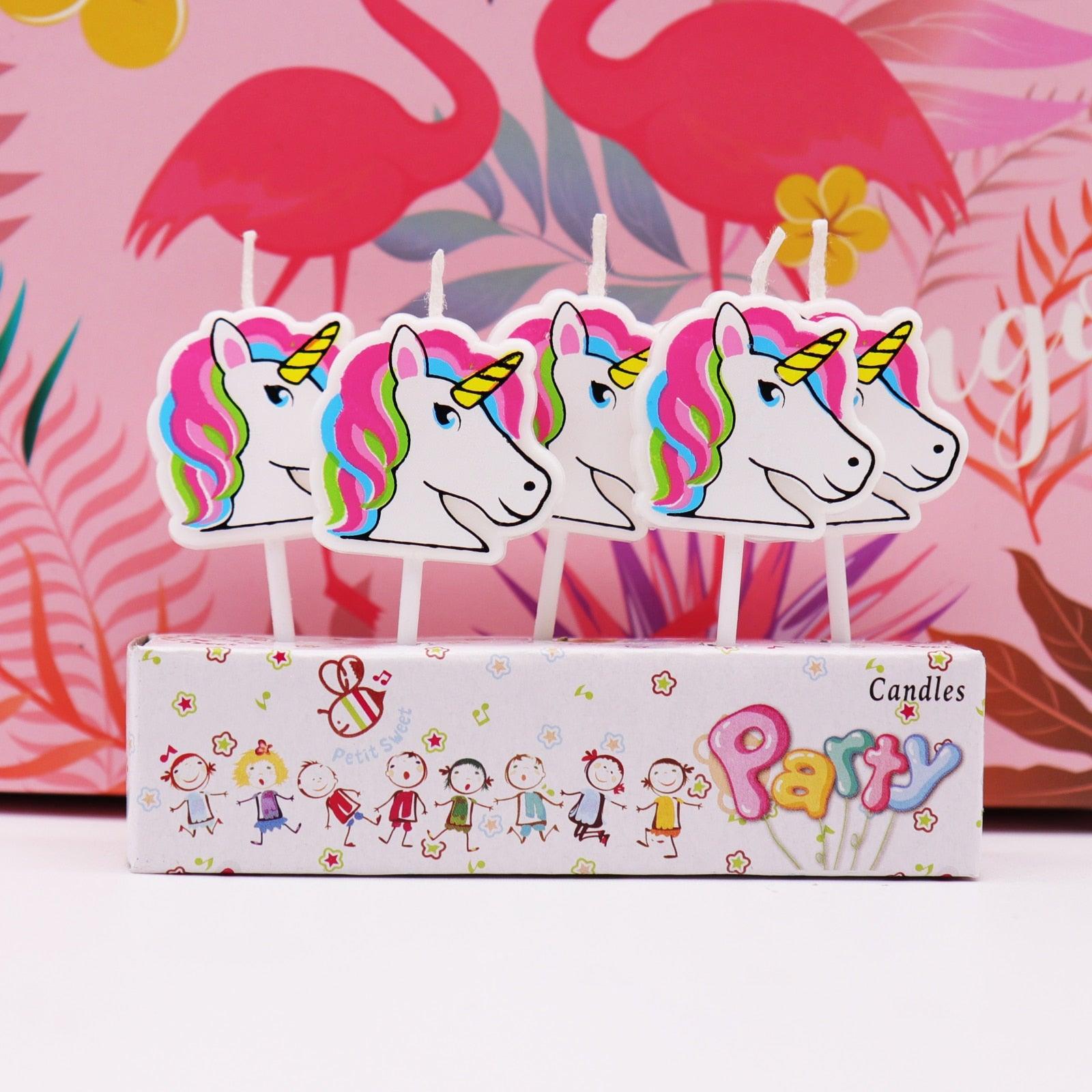 Bougies anniversaire licorne festif  multicolores