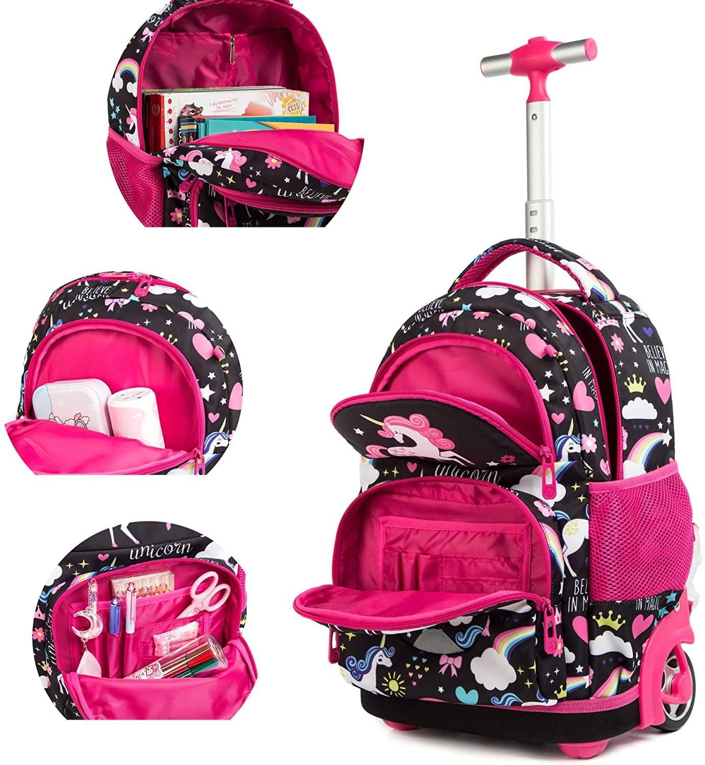 Cartable licorne 3 pièces avec tirette et roulettes - Licorne