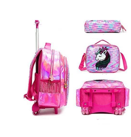 Cartable roulette licorne sequins - Licorne