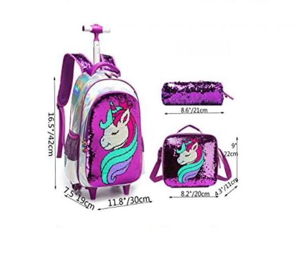 Cartable roulette licorne sequins - Licorne