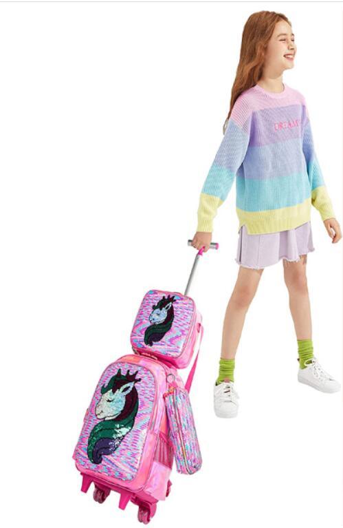 Cartable roulette licorne sequins - Licorne
