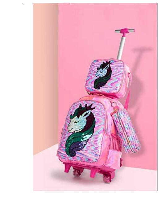 Cartable roulette licorne sequins - Licorne