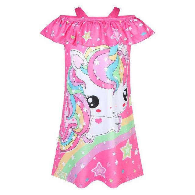Chemise de nuit à bretelles licorne rose foncé