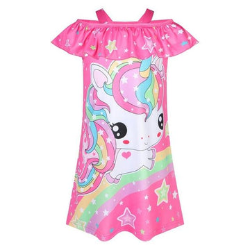 Chemise de nuit à bretelles licorne rose foncé