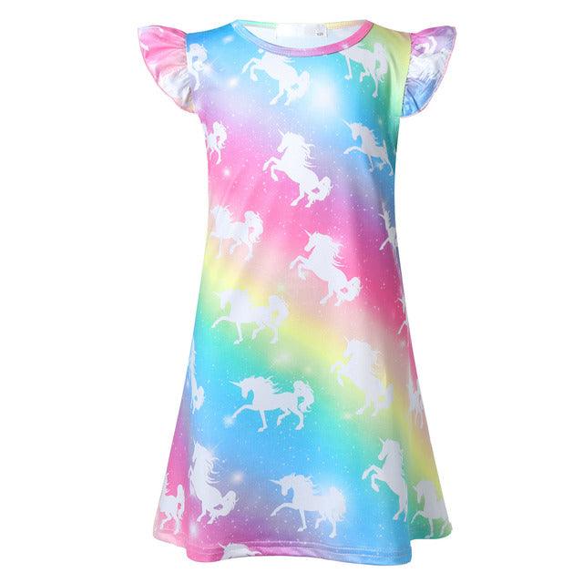 Chemise de nuit arc-en-ciel licorne