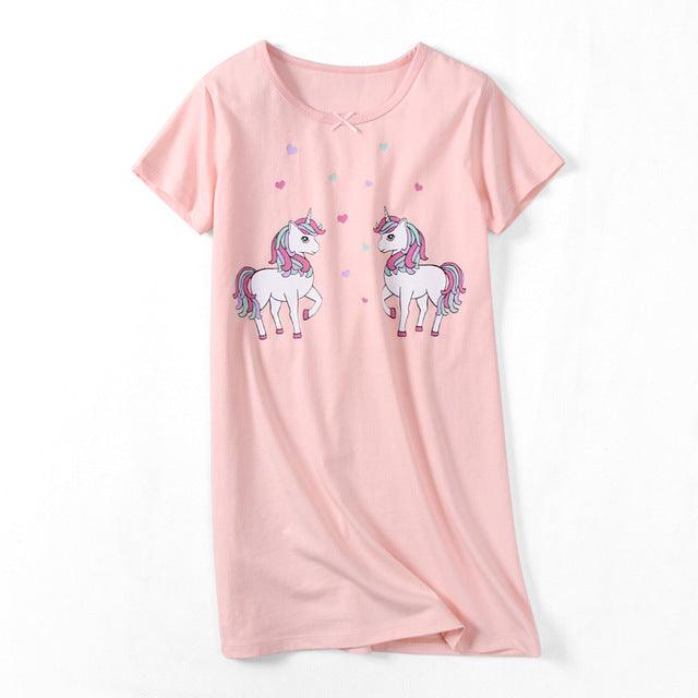 Chemise de nuit classique licorne fille rose