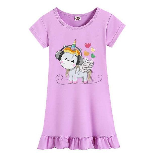 Chemise de nuit en molleton licorne violet