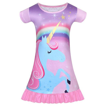 Chemise de nuit évasée licorne violet