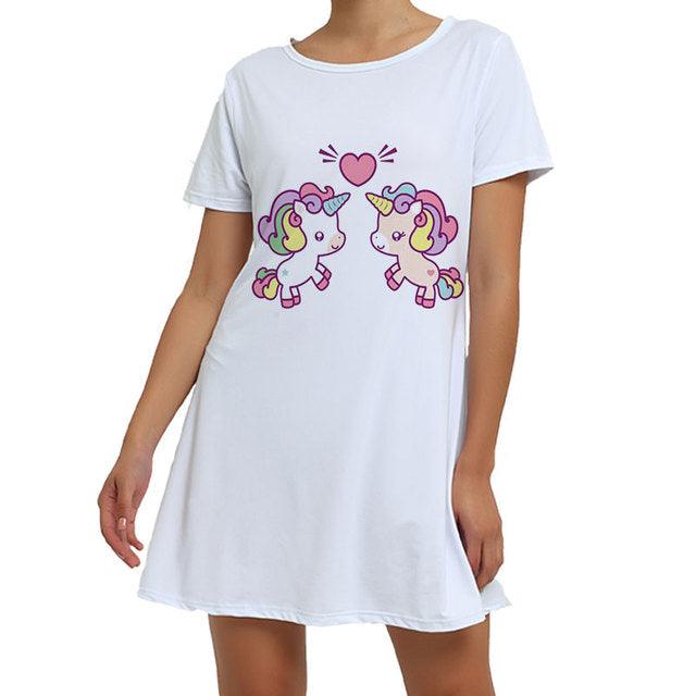 Chemise de nuit licorne coton femme