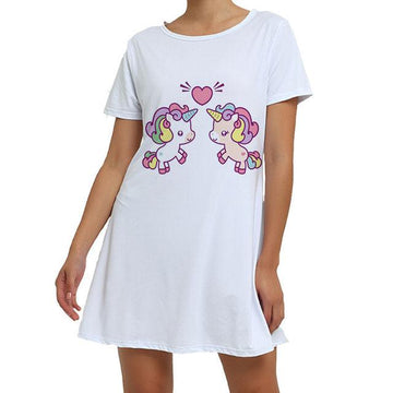 Chemise de nuit licorne coton femme