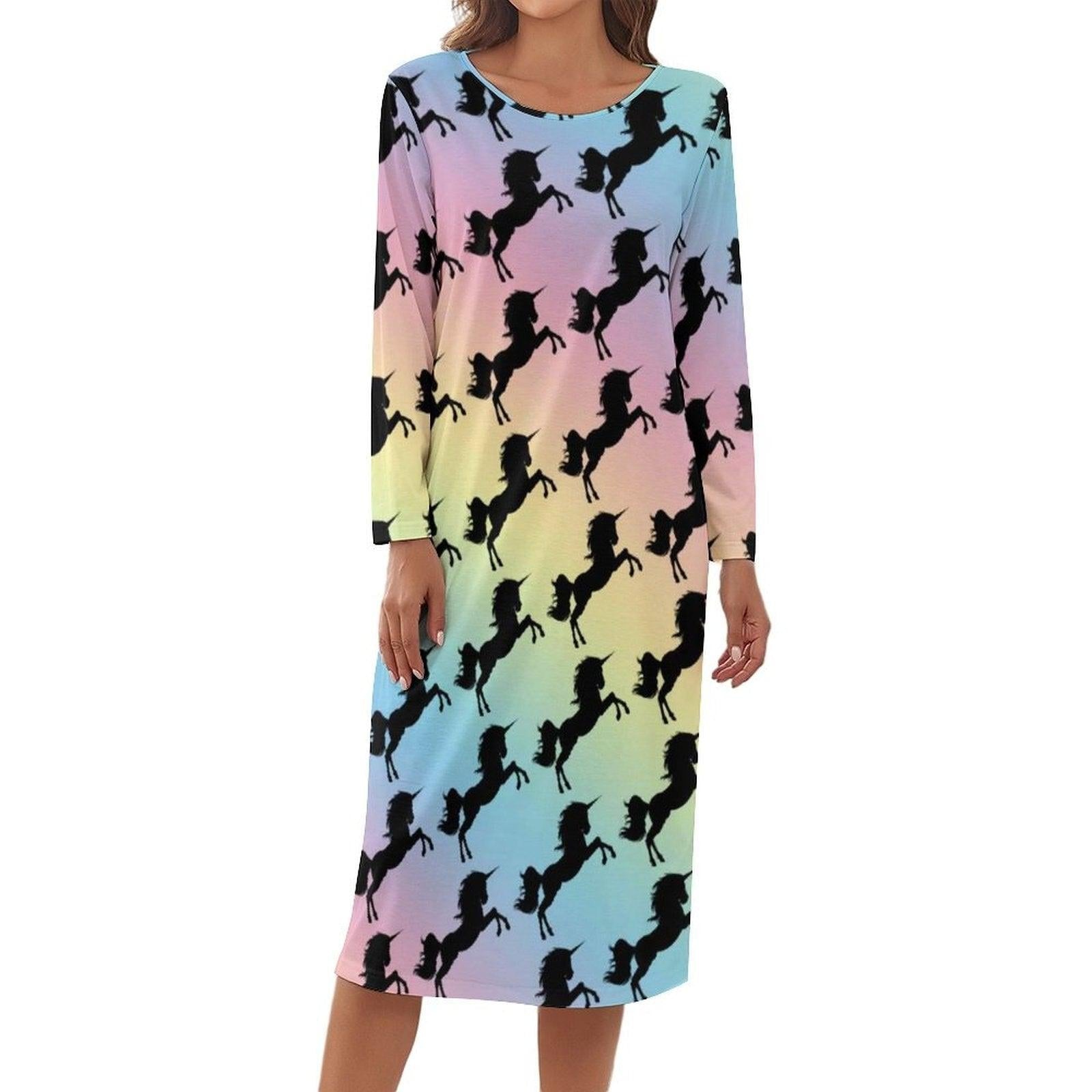 Chemise de nuit licorne manches longues femme - Licorne