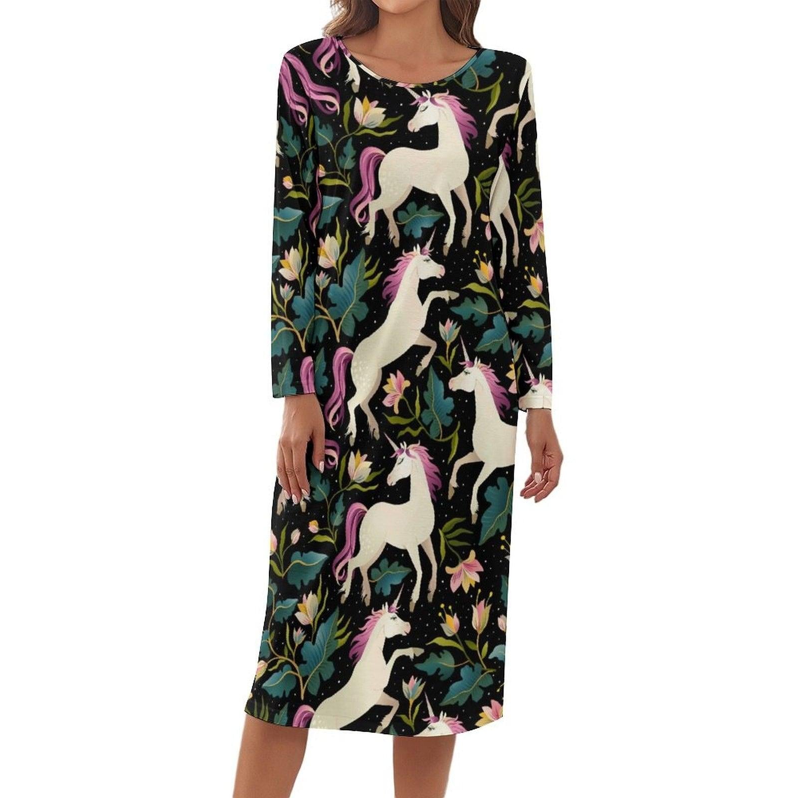 Chemise de nuit licorne manches longues femme - Licorne