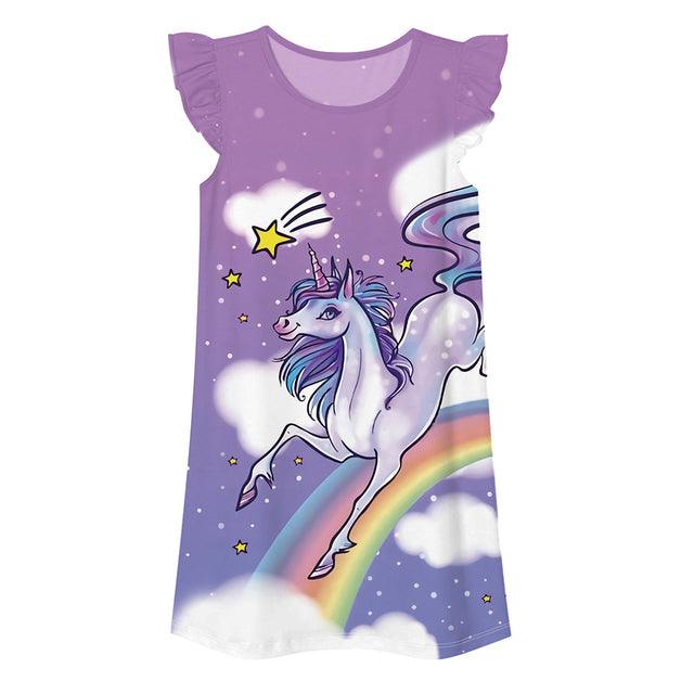 Chemise de nuit mancherons volantés licorne - Licorne