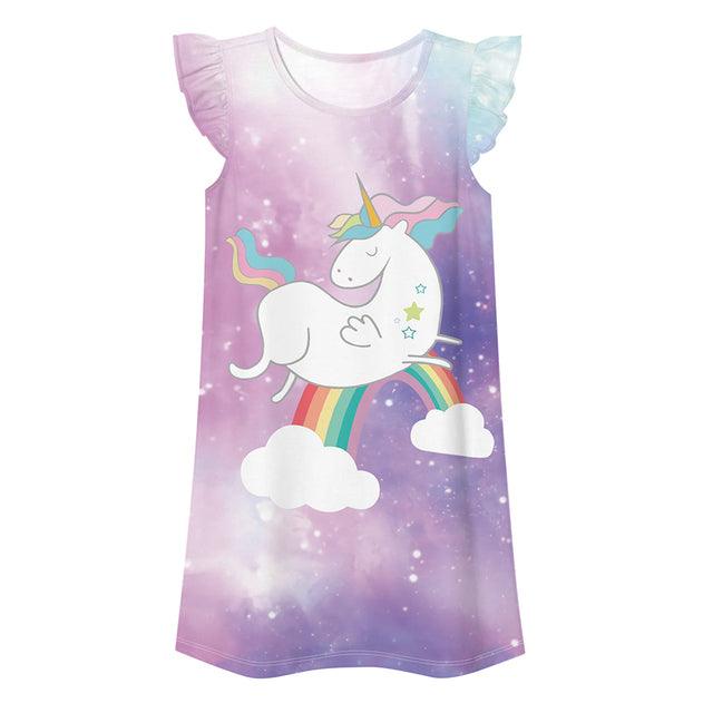 Chemise de nuit mancherons volantés licorne - Licorne