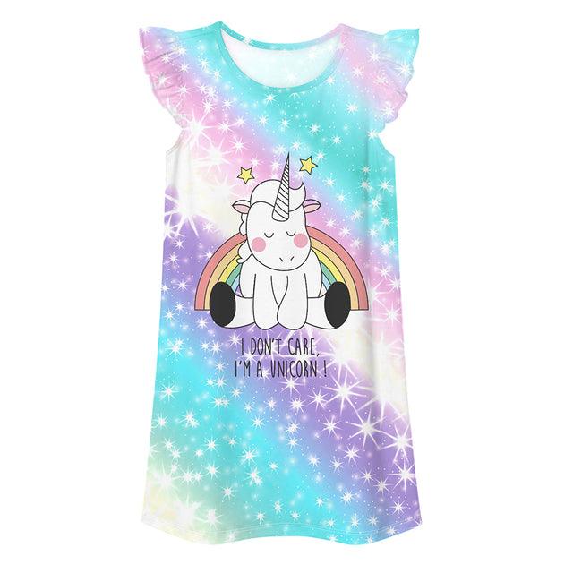 Chemise de nuit mancherons volantés licorne - Licorne