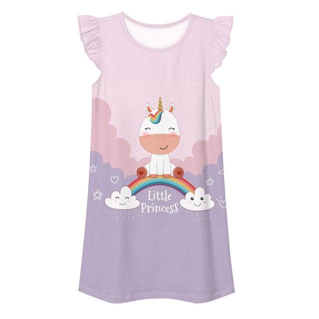 Chemise de nuit mancherons volantés licorne - Licorne