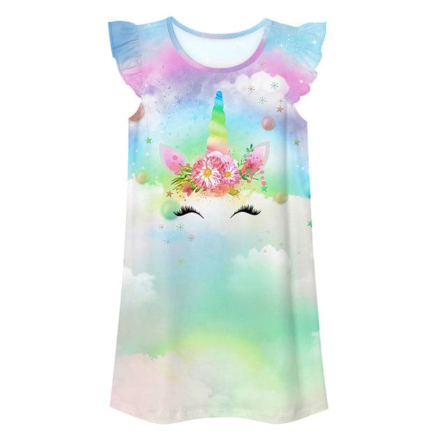 Chemise de nuit mancherons volantés licorne - Licorne
