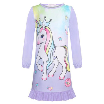 Chemise de nuit manches longues licorne