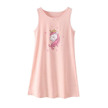 Chemise de nuit sans manche licorne rose