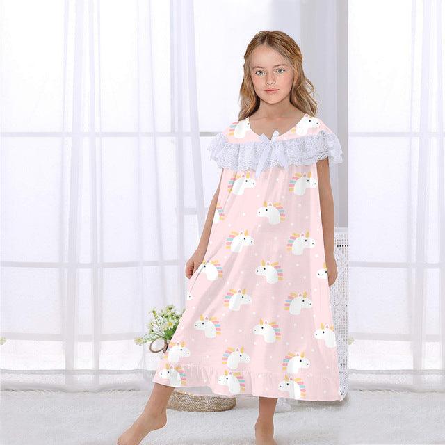 Chemise de nuit volantée dentelle licorne - Licorne