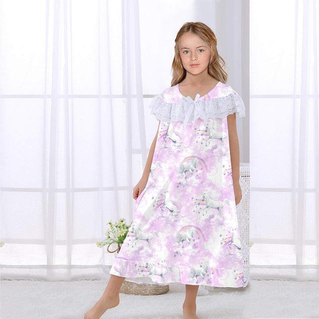 Chemise de nuit volantée dentelle licorne - Licorne