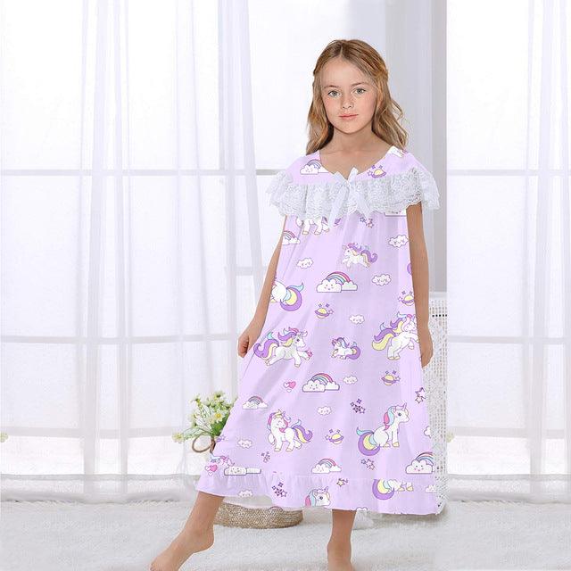 Chemise de nuit volantée dentelle licorne - Licorne