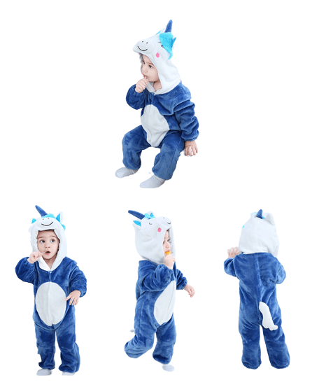 Combinaison bébé licorne bleu